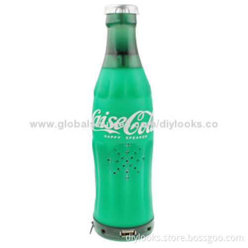 Bottle Shape Card Reader Speaker with FM Radio, Support TF Card/USB Drive (Green)